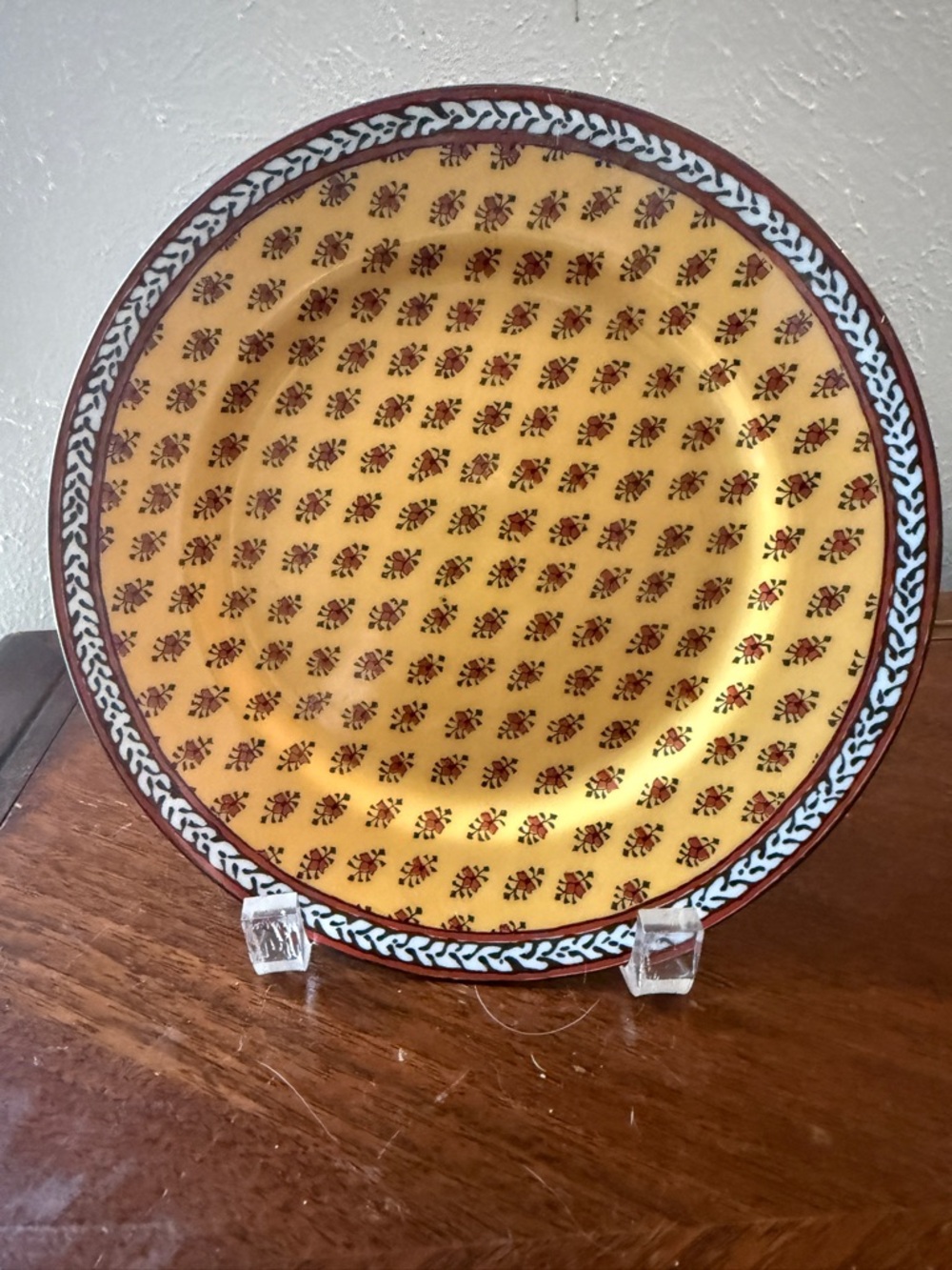 Fitz and Floyd Salad Plate Avgnion Yellow Patterned Ceramic Serving Plate-1